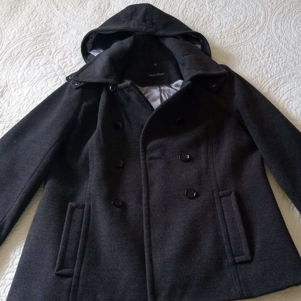 Calvin Klein woman's wool coat with hood - size 12